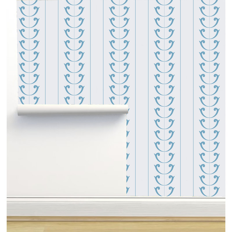 Rouleau de papier peint texturé L 12 pi x l 2 pi Monor Designs, Bleu / blanc