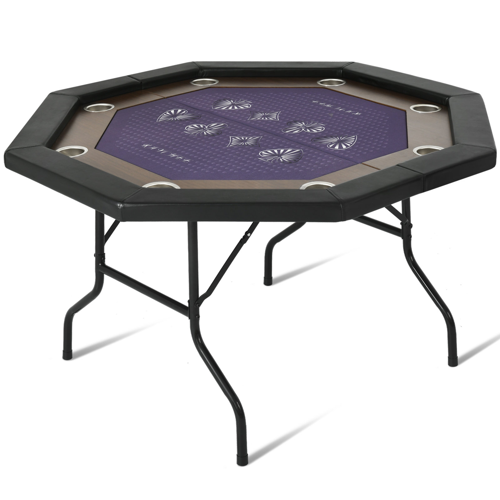 Kulamoon 50'' 8 - Player Black Foldable Poker Table | Wayfair