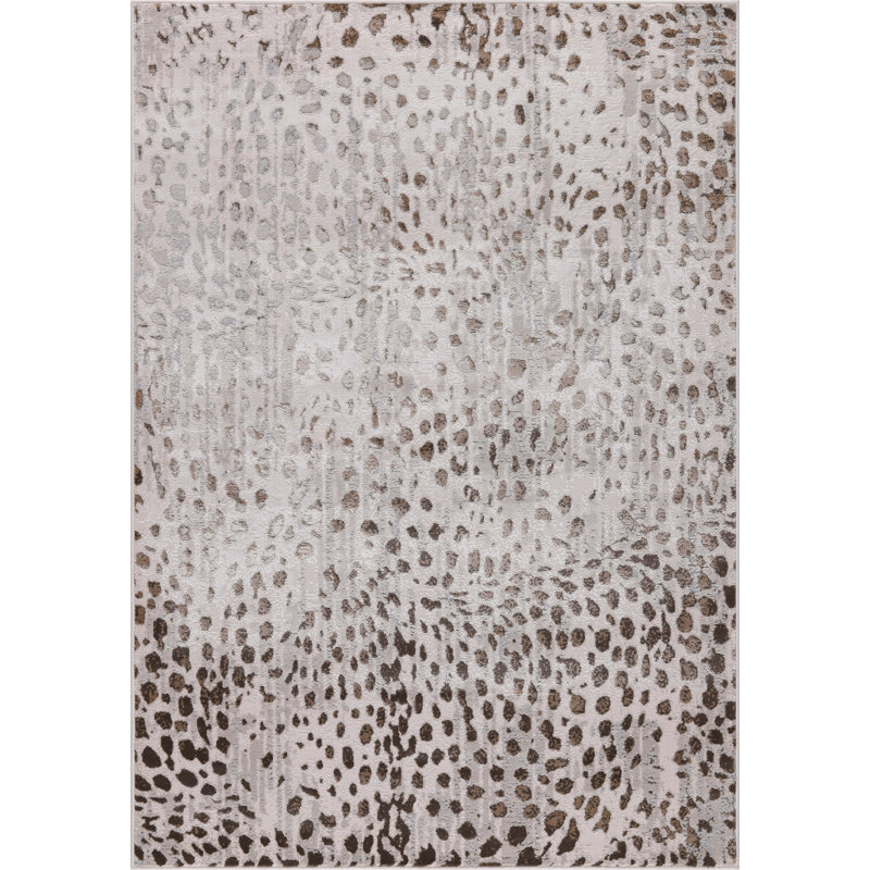 Tapis beige et doré à imprimé animal de la collection Nevada, Rectangle 5 pi 2 po x 7 pi 7 po