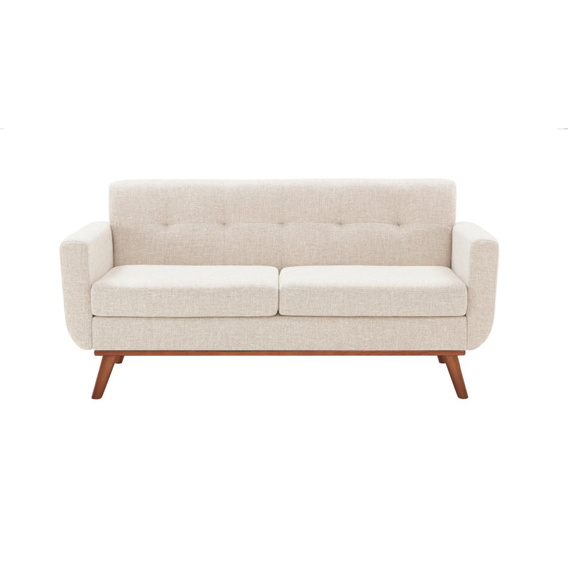 Causeuse Carmencita, Lin beige, Bois massif
