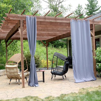 Kayenta Solid Blackout Indoor or Outdoor Curtains with Grommets - Gray - 52" x 120"