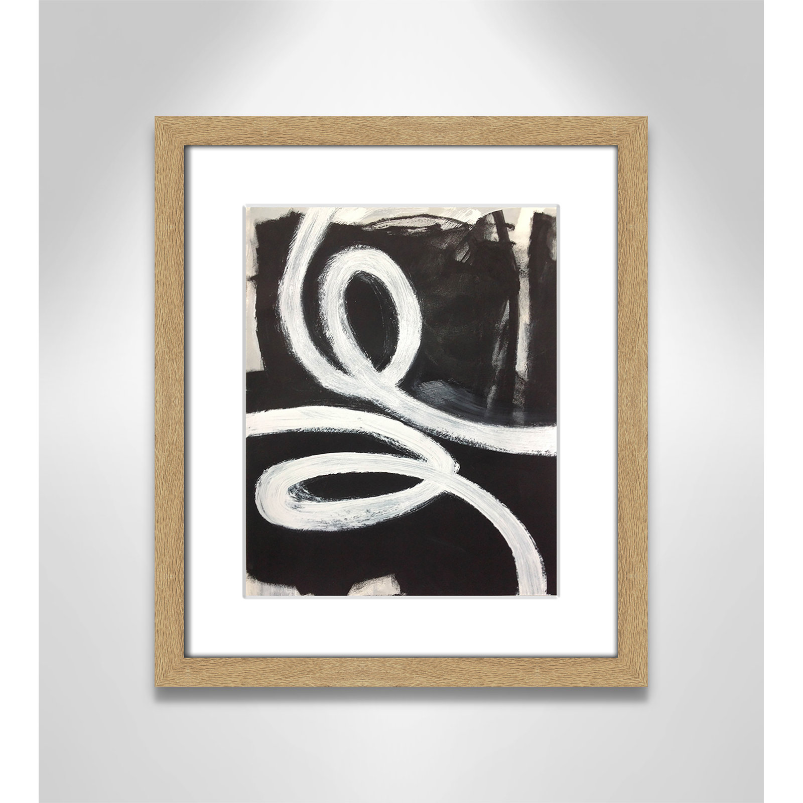 Bronte "Swirly Swirls I" Print, 15" H x 13" W x 2" D, Natural Woodgrain Box Framed, No
