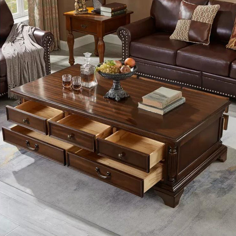 Table basse en bois massif de style américain, H 19,6 po x L 59 po x l 31,5 po