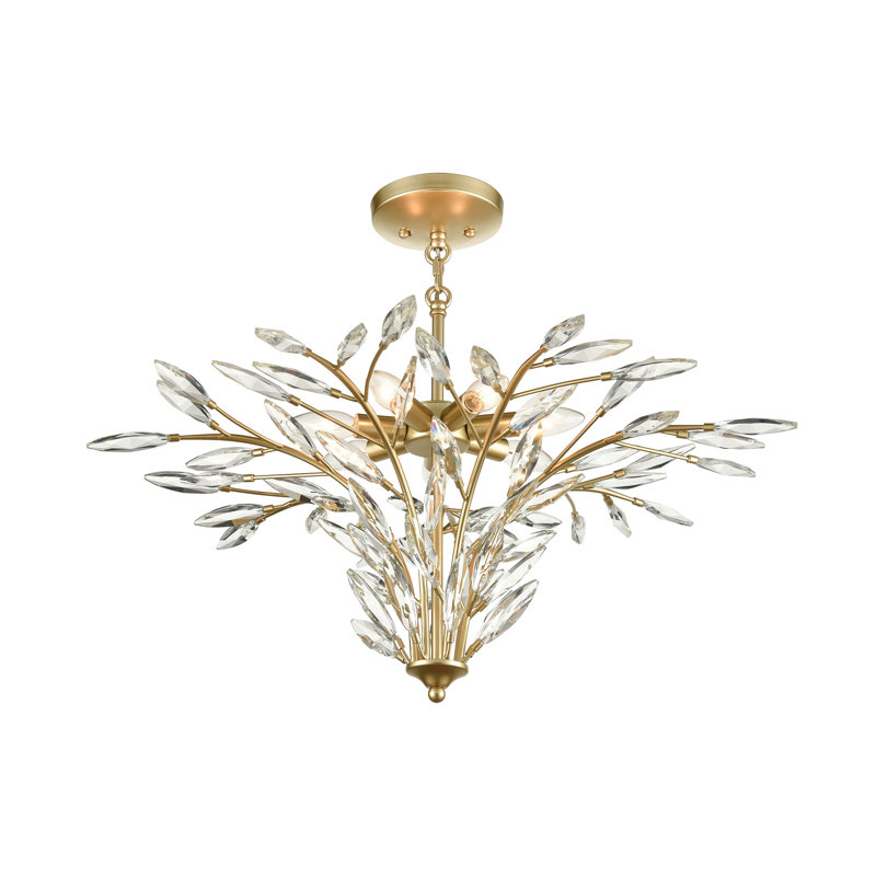Lustre à 7 lumières de 28 po de large Dari - or champagne, H 13 po x l 28 po x P 28 po, 7 lumières