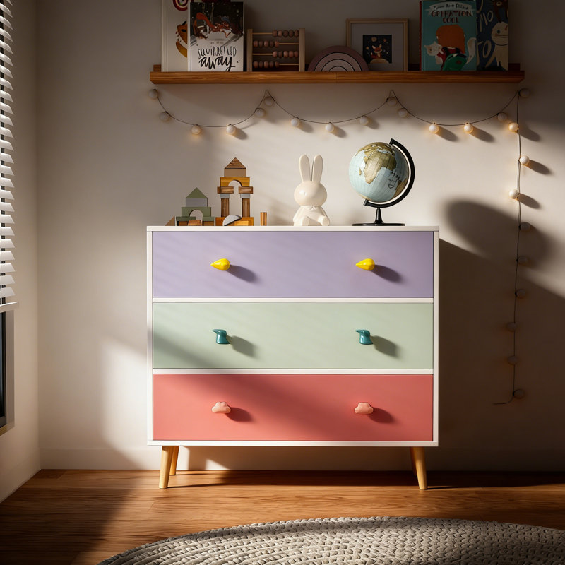 Kids 3 Drawer Dresser, Baby Nightstand for Bedroom, Storage Cabinet for Toddler Child for Living Room, Toddler Room, Nursery, Closet
