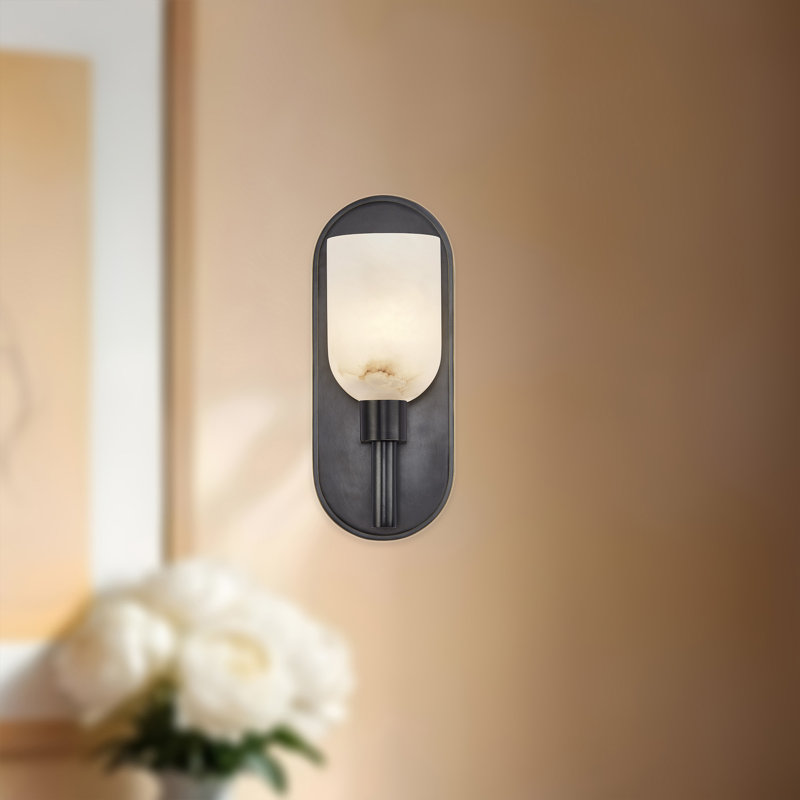 Lucian 1 - Light Bath Sconce, Alabaster/Urban Bronze