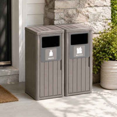 Outdoor Trash Can,Waterproof Resin Garbage Can