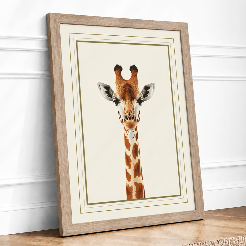 Giraffe Portrait Minimalist - Print, Oak, A4 - 29.7 x 21.0 cm