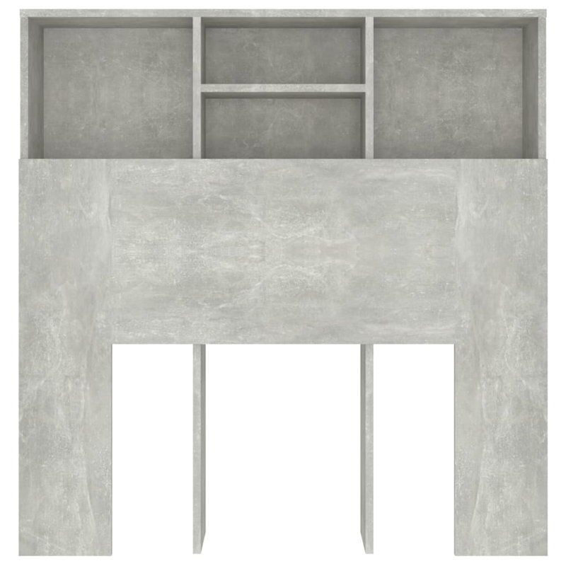 Headboard Cabinet Bedroom Home Indoor Bookcase, Concrete Grey, Super King (6')