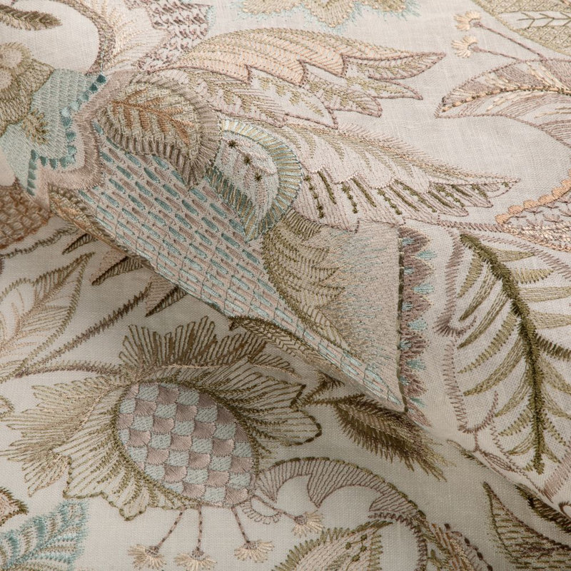 Eden Embroidery, Green/Beige/Light Blue