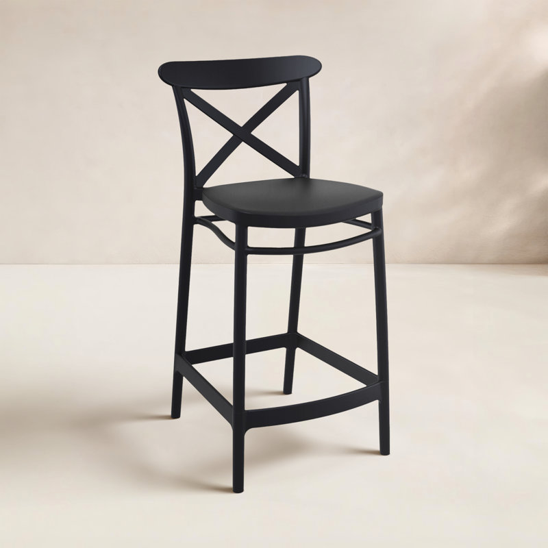 Tabouret Bijou, Noir, Tabouret de comptoir (siège d'une hauteur de 25,6