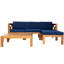 Ensemble de conversation modulaire en bois pour terrasse 5 pièces avec coussins, finition naturelle et coussins bleus Topmax-1087846506