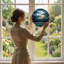 Vitrail de vitrail H 7,8 po Moon Waves-1956554402
