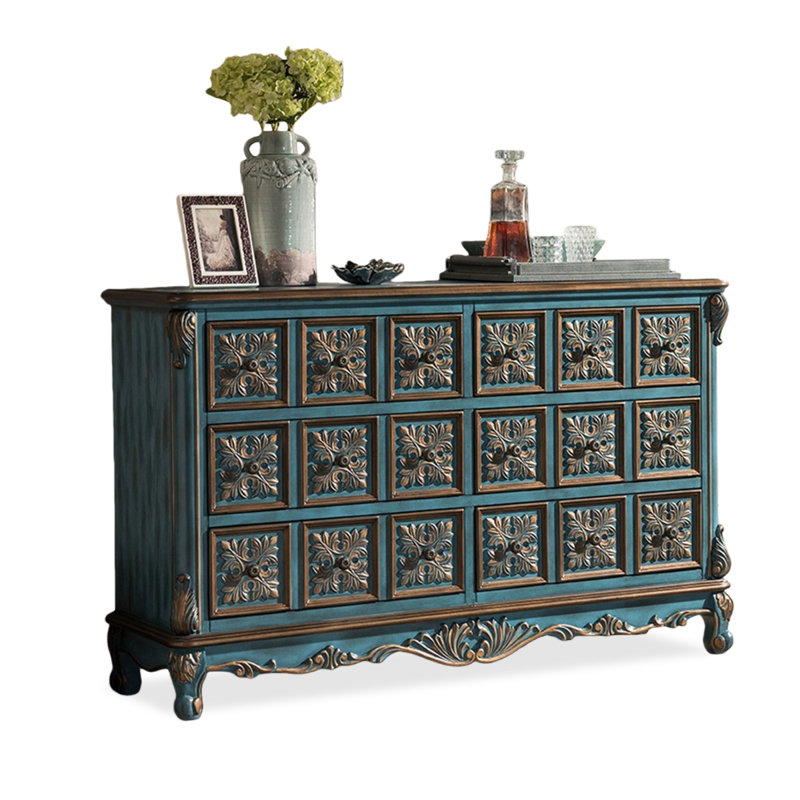 Armoire d'appoint en bois manufacturé bleu massif, Bleu