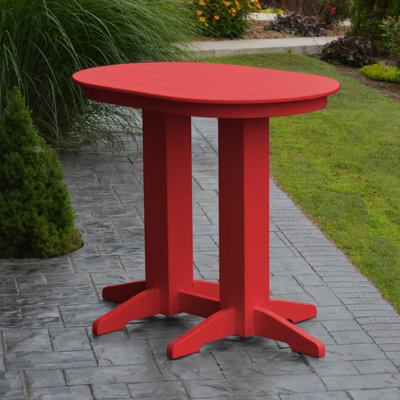 Nettie Oval Outdoor Bar Table With Umbrella Hole , 48'' in. W 33'' in. D