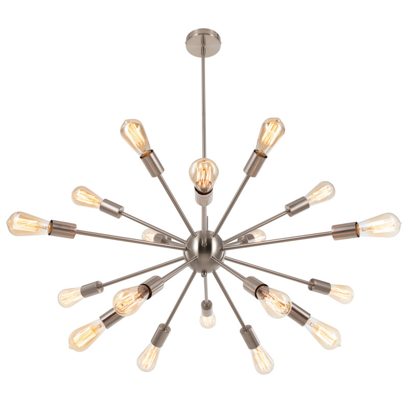 Lustre sphérique spoutnik à 18 lumières Califano, Nickel brossé