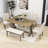 Tunnelhill 6-Piece Dining Set, Spacious Table with 4 Cushioned Chairs and Comfortable Bench-1562061925