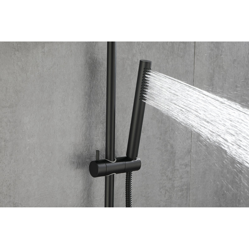 Douche à main à hauteur réglable avec buses en acier inoxydable et anti-colmatage en noir mat