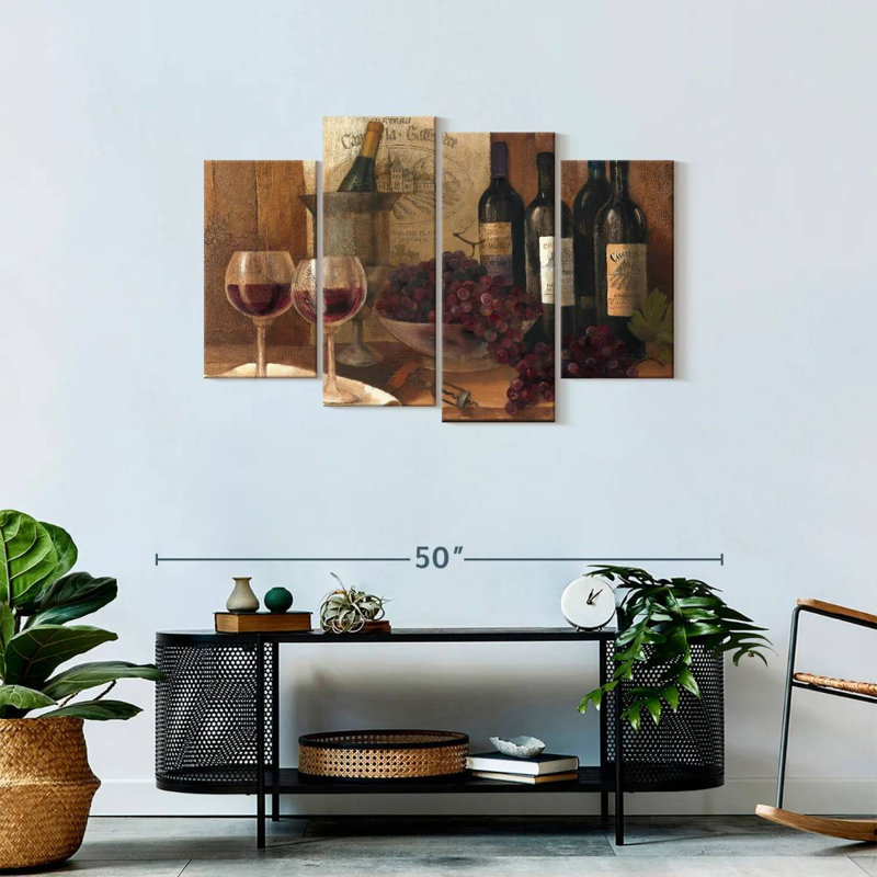 Vin rouge rétro 4 pièces, H 43 po x l 27 po x P 1,25 po