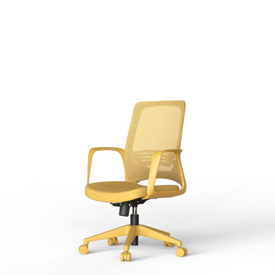 Chaise de bureau ergonomique jaune en maille, chaise de travail réglable en hauteur avec accoudoirs intégrés, chaise de bureau pour le télétravail