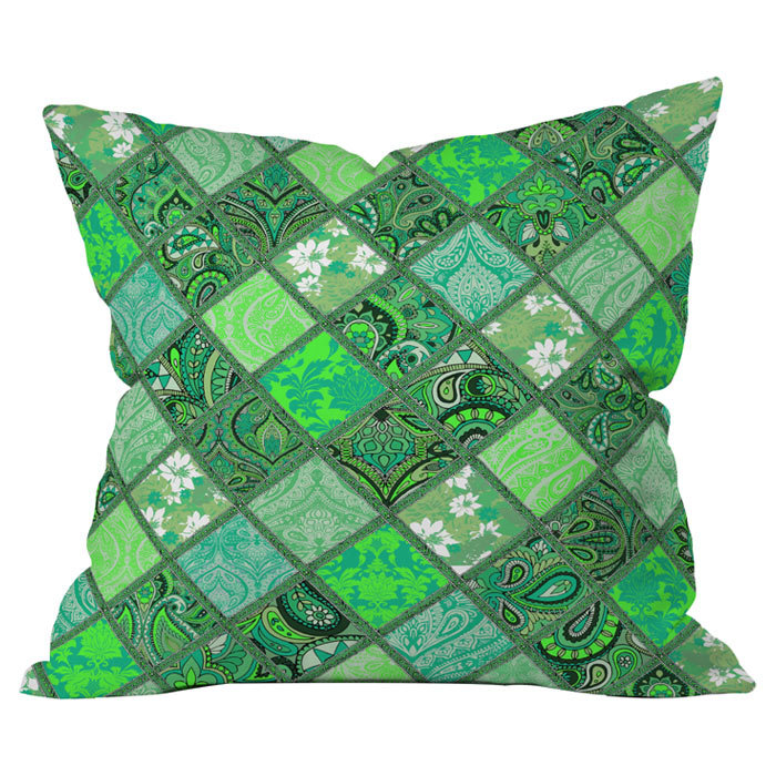 Coussin intérieur / extérieur Patchwork, 20 po x 20 po, Vert