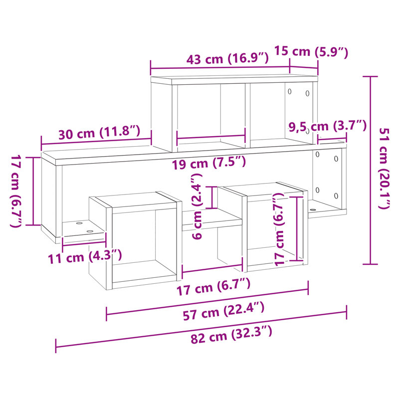 Gladdy 7 Piece Cube Shelf