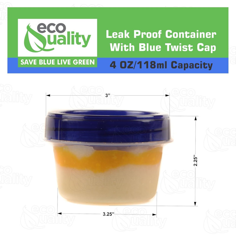  Rangement de nourriture en plastique transparent 4Oz avec couvercles Twist & Seal - pour les céréales, les soupes, les légumes, les fruits, les collations et les yaourts (144)