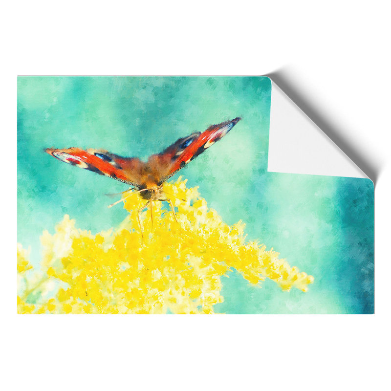 Butterfly On A Yellow Flower - No Frame Print, 42cm H x 59cm W x 0.1cm D