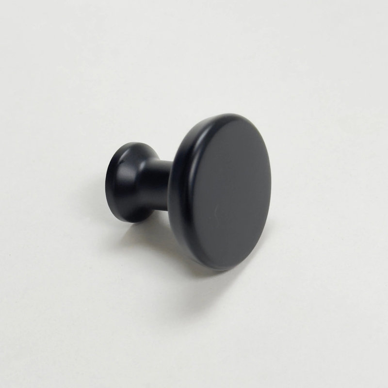 Solid Brass "Collin" Round Cabinet Knob, Matte Black