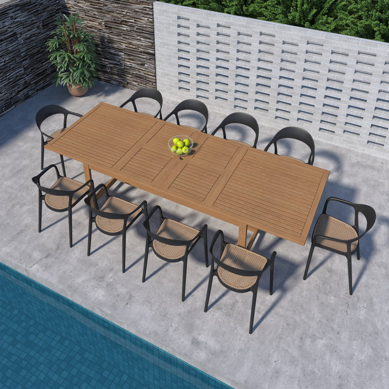 Amazonia FSC Wood Extendable Outdoor Patio Dining Set
