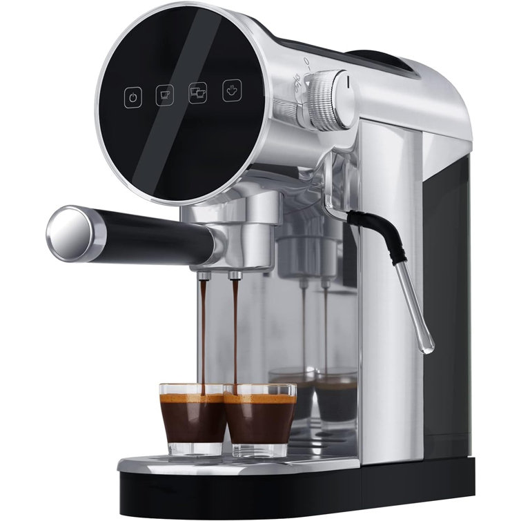 Espresso Machine With Lcd Display, Coffee Maker With Milk Frother Steamer, Cappuccino And Latte Maker,(Silver)