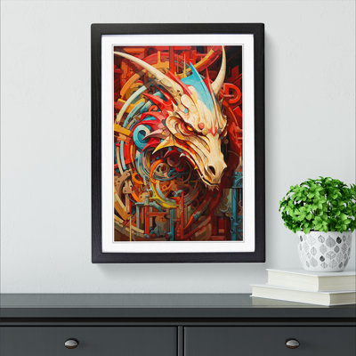 Dragon Constructivism - Single Picture Frame Print on Wood