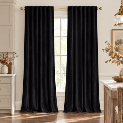  Velvet Curtains Thermal Insulated Energy Efficiency Privacy Curtains Blackout Rod Pocket Drapes, 2 Panels