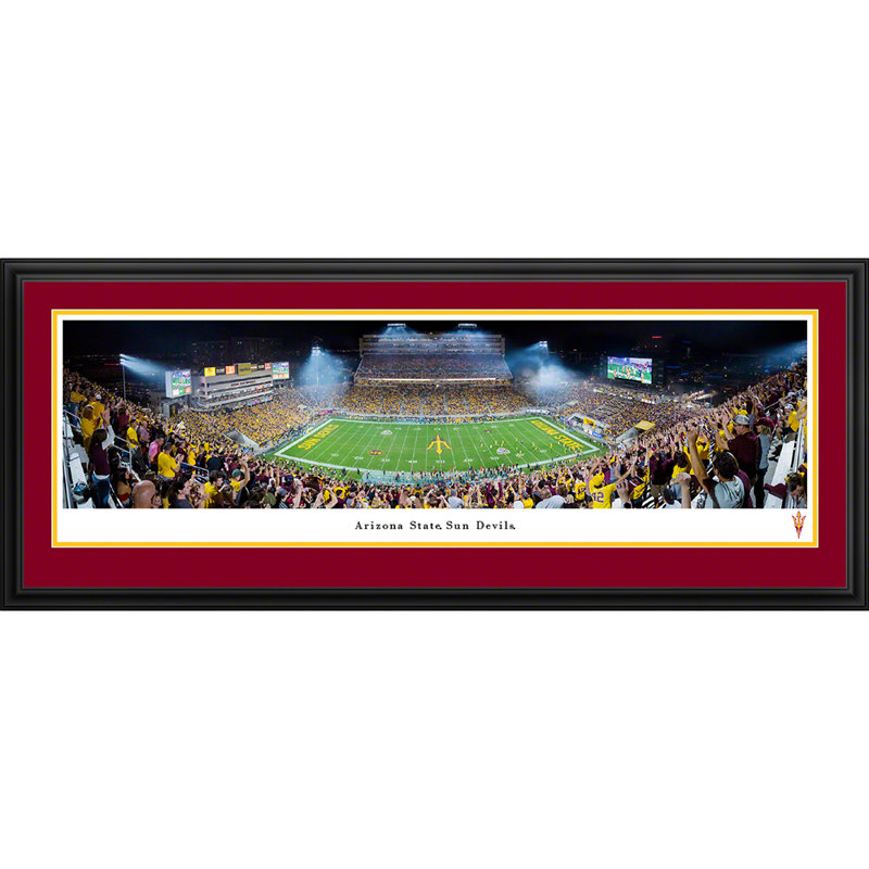 Impression panoramique Arizona State Football, H 18 po x l 44 po x P 1,125 po, Cadre noir