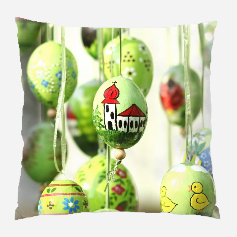 Wortman Easter Eggs Throw Pillow, Indoor, Microsuede