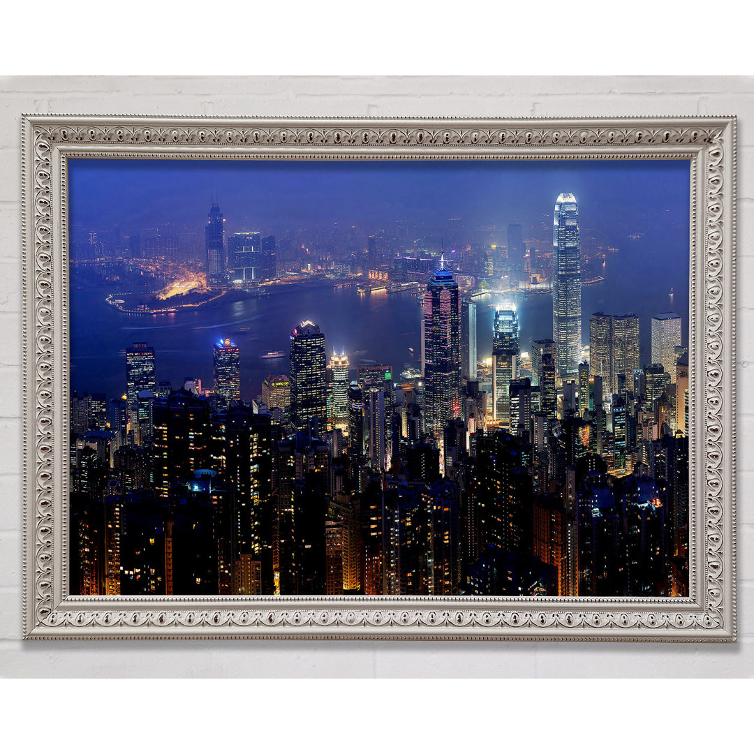 Hong Kong Harbour Night Mist - Einzelner Bilderrahmen Kunstdrucke