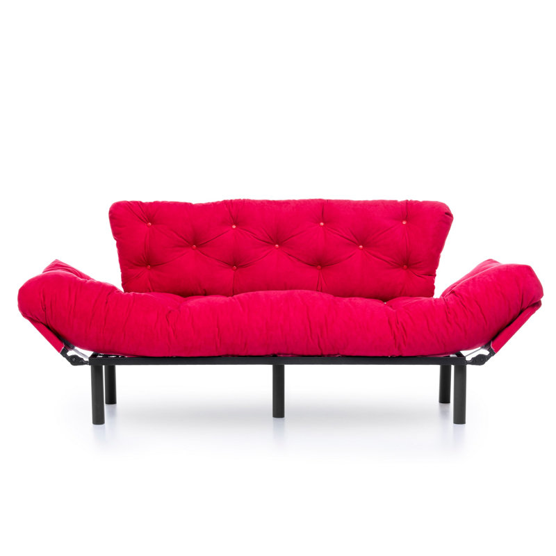 88.58" Upholstered Sleeper Sofa, Red