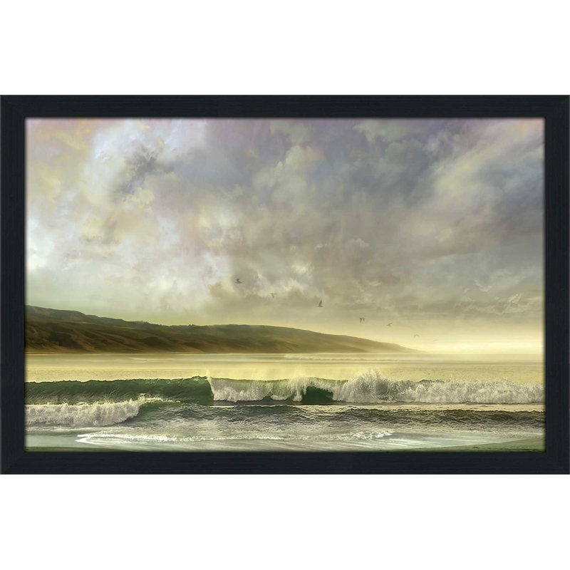 «Soft Horizon», reproduction de peinture acrylique encadrée, H 21,5 po x l 27,5 po x P 0,75 po, Cadre espresso