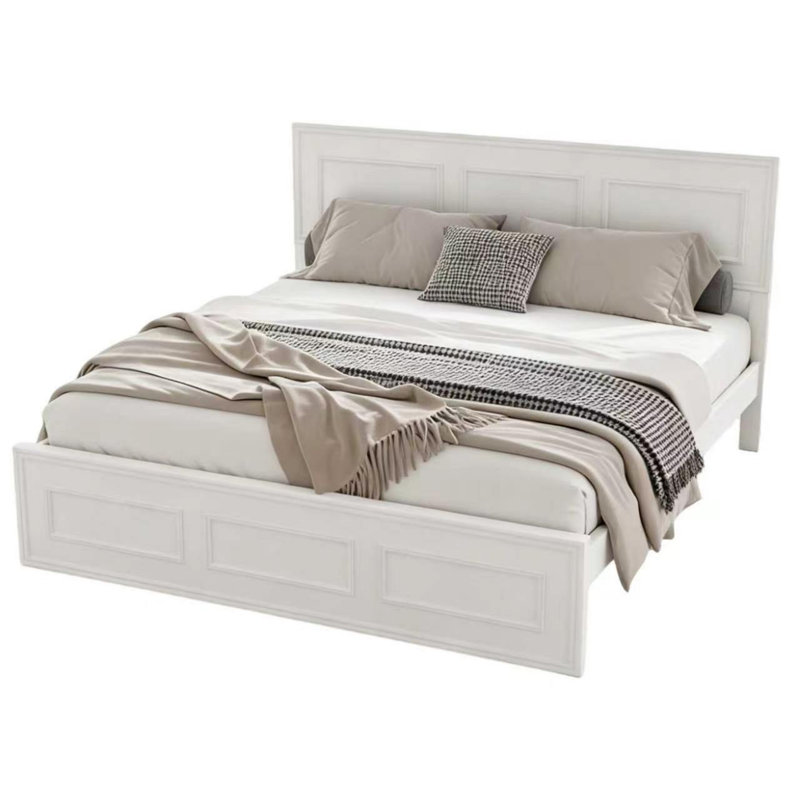 Lit pour tête de lit à hauteur ajustable TimberSync, Blanc, Grand lit