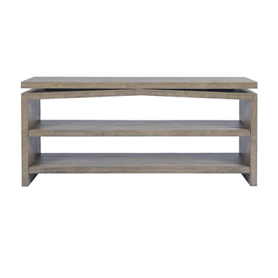 Console longue Brockington de 70 pouces en pin massif au style rustique moderne, avec deux étagères
