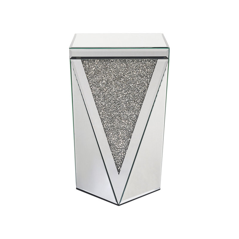 Aldrina Glass Top Block End Table