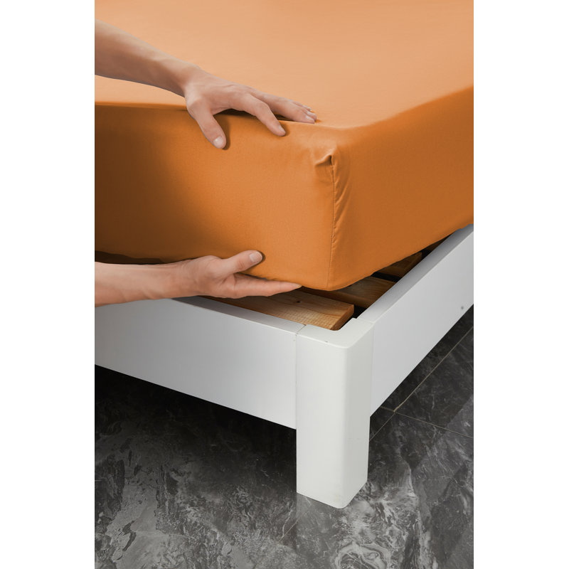 Ensemble de draps en rayonne , Orange, Ensemble de draps pour lit simple TG + un drap-hou