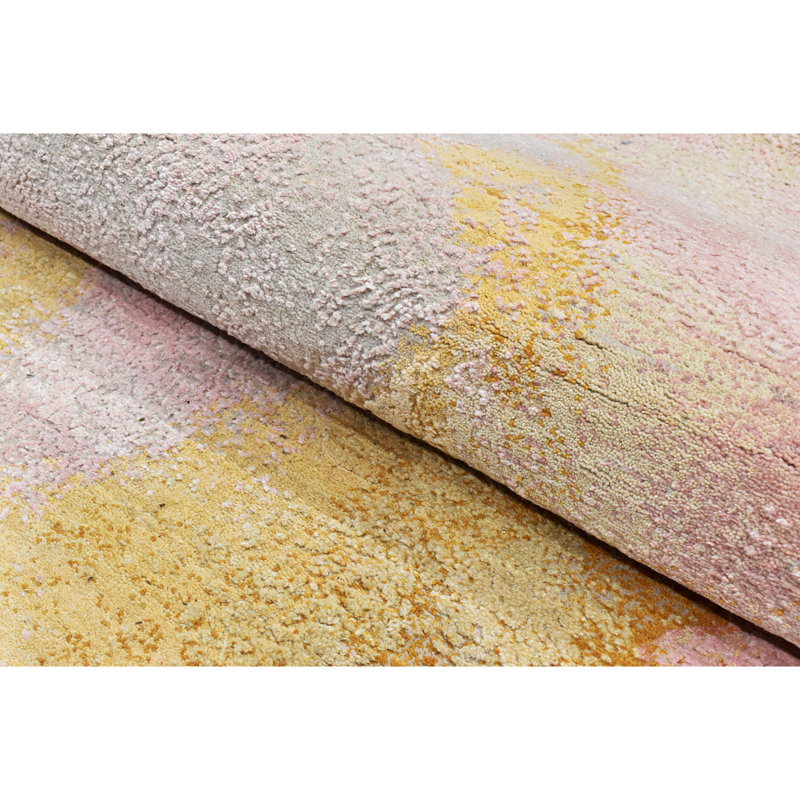 Abstract Area Rug in Pink/Gold