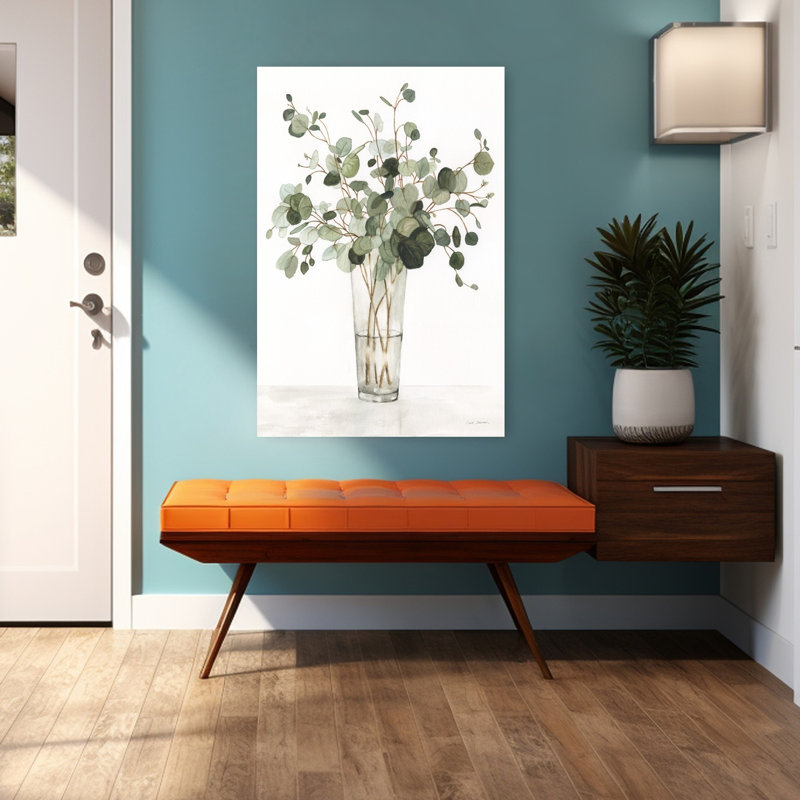 «Gorgeous Greens I Delicate Elegant Minimalist Nature Plant», art mural, H 48 po x l 32 po
