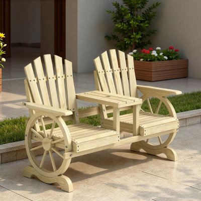 Stable Patio Bench,2-Seat Wooden Garden Bench
