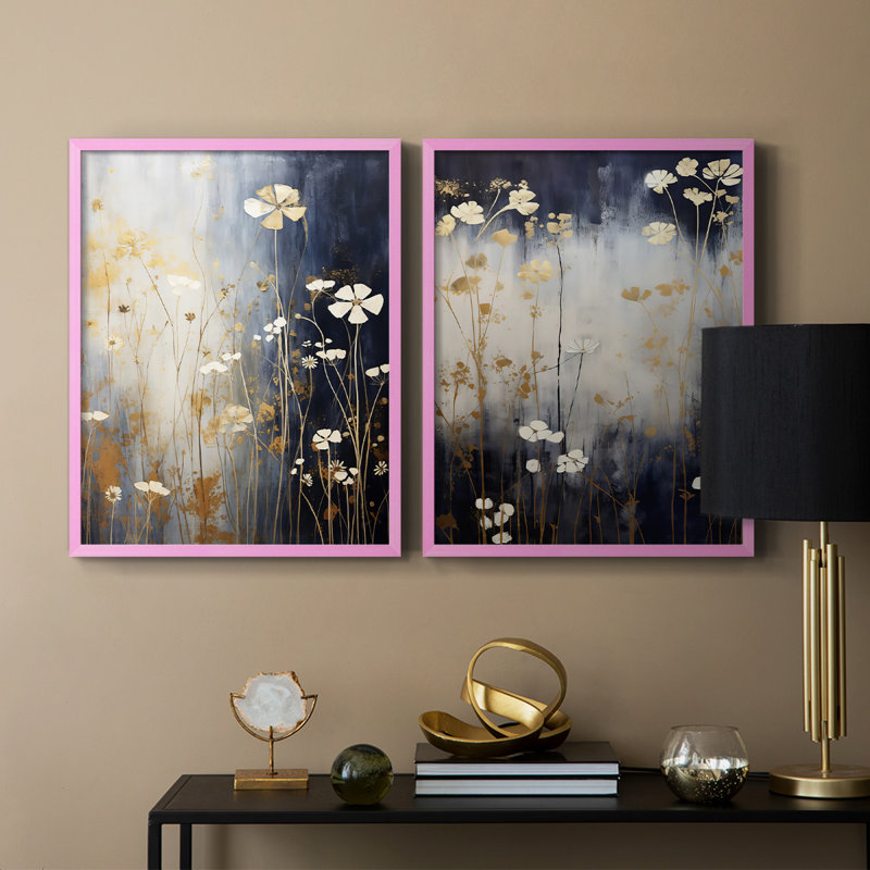 FLORAL Series CCCCXC - reproduction encadrée de qualité supérieure - prête à être accrochée - aucun clou requis - aucun clou requis