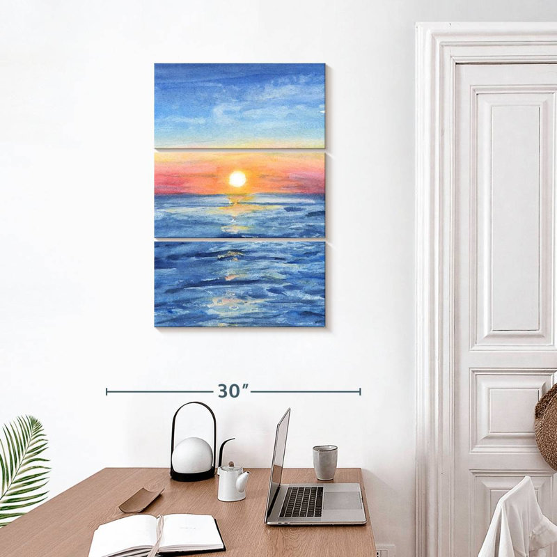Coucher de soleil avec l'eau Gillard, H 32 po x l 20 po