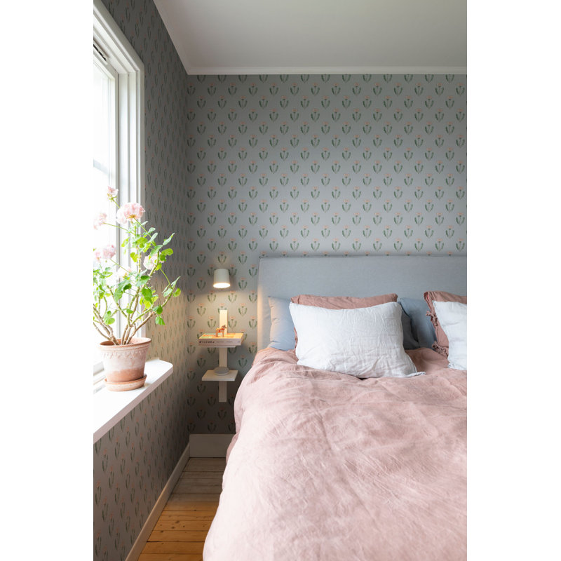 Huset I Solen Floral Wallpaper Roll, Soft Blue