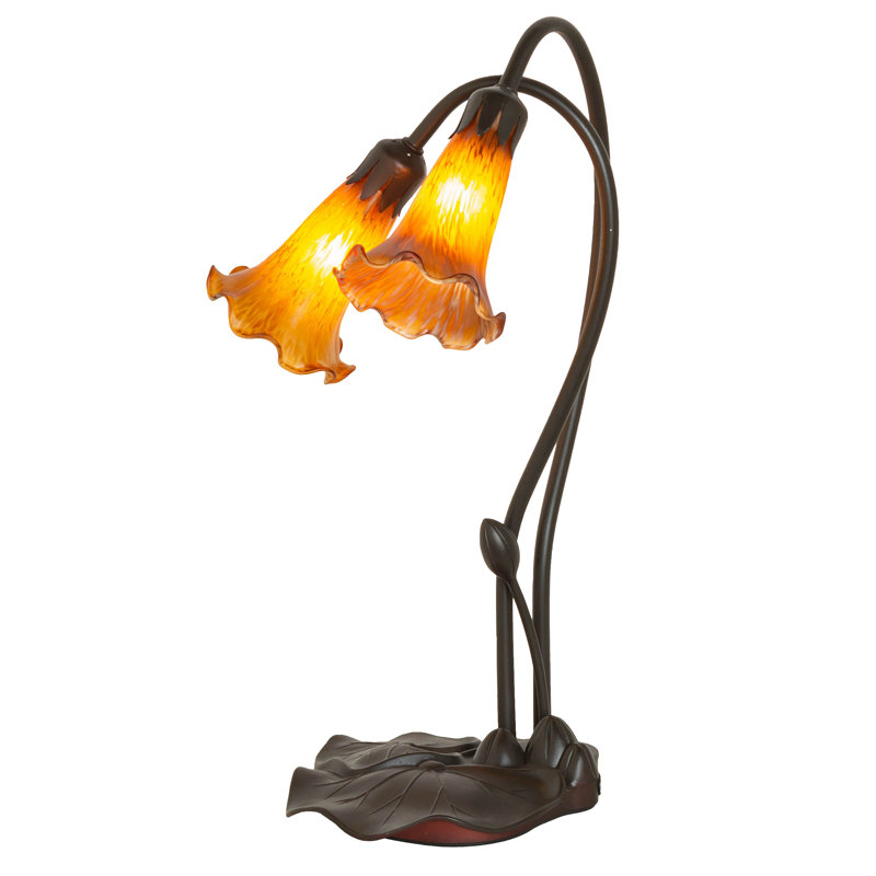 16" High Amber Tiffany Pond Lily 2 LT Accent Lamp, Amber