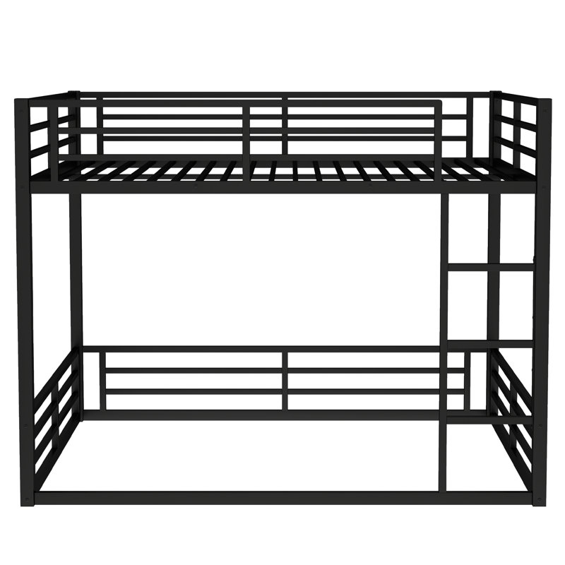Lit superposé en métal pour adultes et adolescents, structure robuste avec garde-corps, espace de rangement, sans sommier